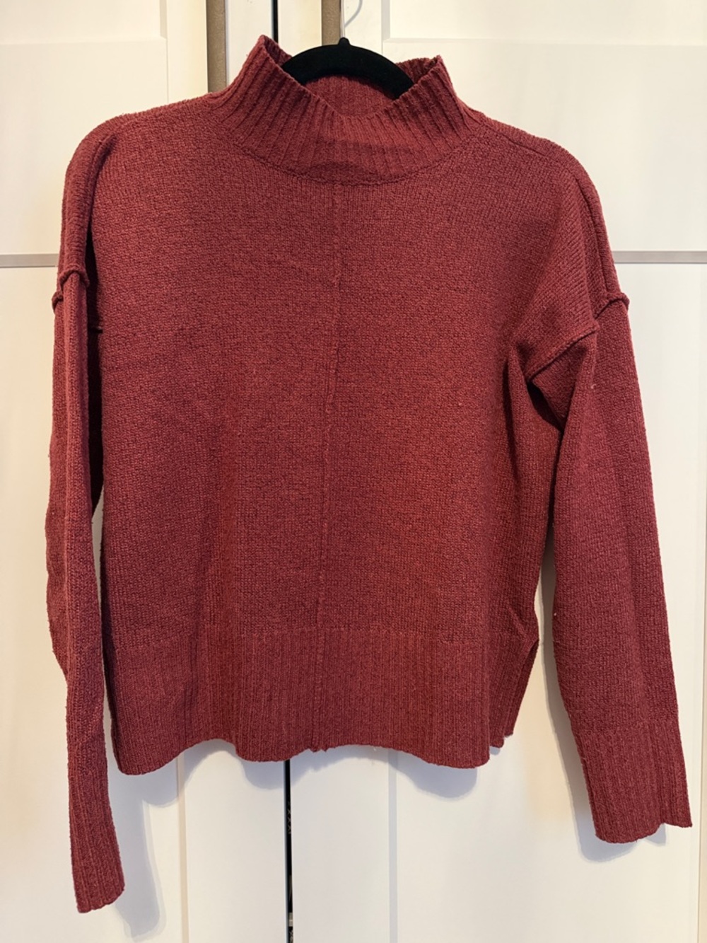 PINK ROSE Dusty Wine Red Mock Neck Sweater